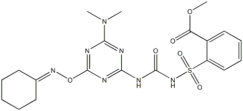 methyl 2-{[({[4-[(cyclohexylidenamino)oxy]-6-(dimethylamino)-1,3,5-triazin-2-yl]amino}carbonyl)amino]sulfonyl}benzoate Struktur