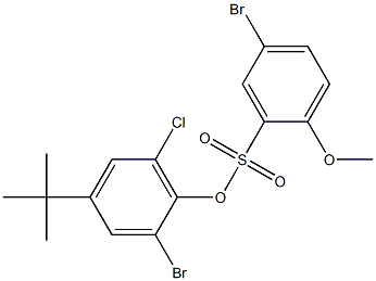 2-bromo-4-(tert-butyl)-6-chlorophenyl 5-bromo-2-methoxybenzene-1-sulfonate Struktur