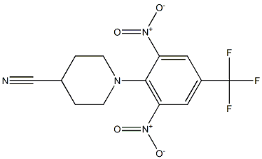 1-[2,6-dinitro-4-(trifluoromethyl)phenyl]piperidine-4-carbonitrile Struktur