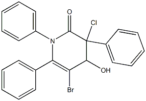 5-bromo-3-chloro-4-hydroxy-1,3,6-triphenyl-1,2,3,4-tetrahydropyridin-2-one Struktur