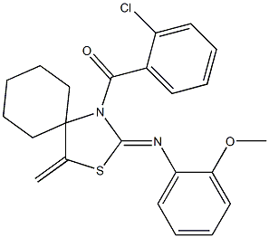 (2-chlorophenyl){2-[(2-methoxyphenyl)imino]-4-methylidene-3-thia-1-azaspiro[4.5]dec-1-yl}methanone Struktur