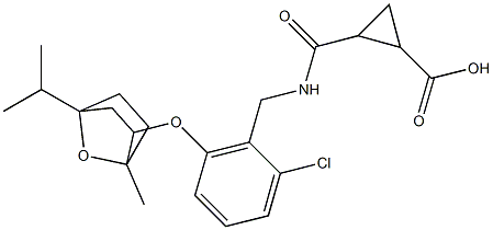 2-[({2-chloro-6-[(4-isopropyl-1-methyl-7-oxabicyclo[2.2.1]hept-2-yl)oxy]benzyl}amino)carbonyl]cyclopropanecarboxylic acid Struktur