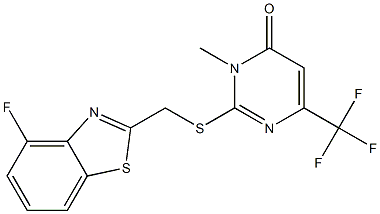 2-{[(4-fluoro-1,3-benzothiazol-2-yl)methyl]sulfanyl}-3-methyl-6-(trifluoromethyl)-4(3H)-pyrimidinone Struktur