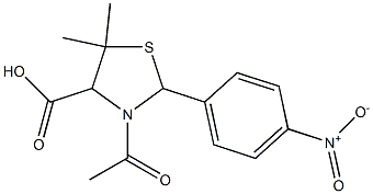 3-acetyl-5,5-dimethyl-2-(4-nitrophenyl)-1,3-thiazolane-4-carboxylic acid Struktur