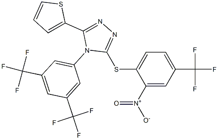 4-[3,5-di(trifluoromethyl)phenyl]-3-{[2-nitro-4-(trifluoromethyl)phenyl]thio}-5-(2-thienyl)-4H-1,2,4-triazole Struktur