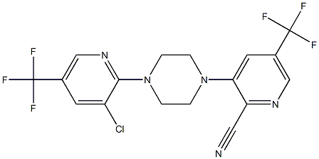 3-{4-[3-chloro-5-(trifluoromethyl)-2-pyridinyl]piperazino}-5-(trifluoromethyl)-2-pyridinecarbonitrile Struktur