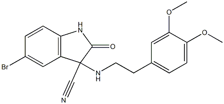 5-bromo-3-[(3,4-dimethoxyphenethyl)amino]-2-oxoindoline-3-carbonitrile Struktur