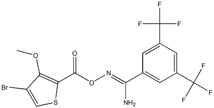 O1-[(4-bromo-3-methoxy-2-thienyl)carbonyl]-3,5-di(trifluoromethyl)benzene-1-carbohydroximamide Struktur