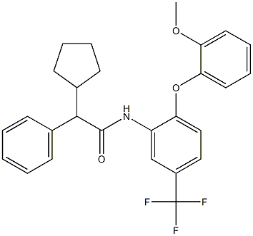 N1-[2-(2-methoxyphenoxy)-5-(trifluoromethyl)phenyl]-2-cyclopentyl-2-phenylacetamide Struktur