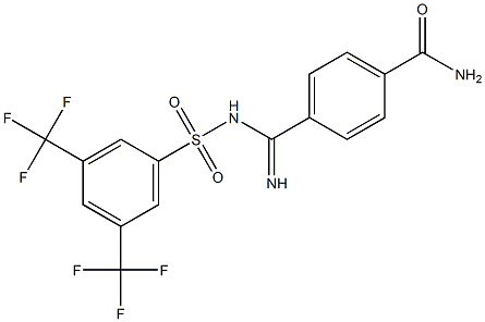 4-[({[3,5-di(trifluoromethyl)phenyl]sulfonyl}amino)(imino)methyl]benzamide Struktur