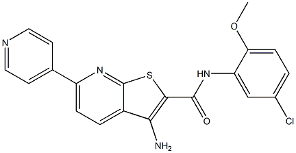 3-amino-N-(5-chloro-2-methoxyphenyl)-6-(4-pyridinyl)thieno[2,3-b]pyridine-2-carboxamide Struktur