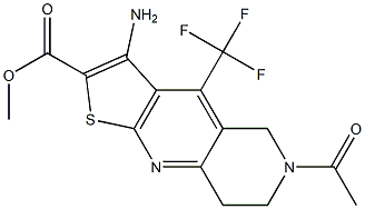 methyl 6-acetyl-3-amino-4-(trifluoromethyl)-5,6,7,8-tetrahydrothieno[2,3-b][1,6]naphthyridine-2-carboxylate Struktur