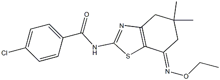 4-chloro-N-[7-(ethoxyimino)-5,5-dimethyl-5,6-dihydro-1,3-benzothiazol-2(4H)-yl]benzenecarboxamide Struktur