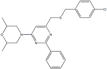 4-(6-{[(4-chlorobenzyl)sulfanyl]methyl}-2-phenyl-4-pyrimidinyl)-2,6-dimethylmorpholine Struktur