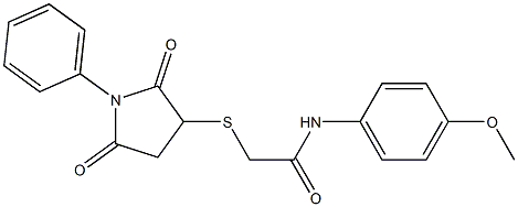 N1-(4-methoxyphenyl)-2-[(2,5-dioxo-1-phenyltetrahydro-1H-pyrrol-3-yl)thio]acetamide Struktur