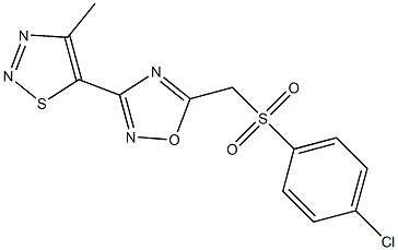 5-{[(4-chlorophenyl)sulfonyl]methyl}-3-(4-methyl-1,2,3-thiadiazol-5-yl)-1,2,4-oxadiazole Struktur