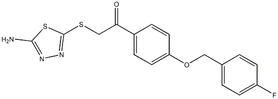 2-[(5-amino-1,3,4-thiadiazol-2-yl)thio]-1-{4-[(4-fluorobenzyl)oxy]phenyl}ethan-1-one Struktur