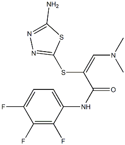 N1-(2,3,4-trifluorophenyl)-2-[(5-amino-1,3,4-thiadiazol-2-yl)thio]-3-(dimethylamino)acrylamide Struktur