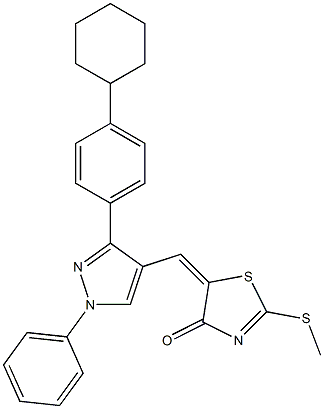 5-{(Z)-[3-(4-cyclohexylphenyl)-1-phenyl-1H-pyrazol-4-yl]methylidene}-2-(methylsulfanyl)-1,3-thiazol-4-one Struktur