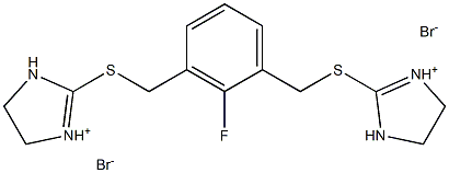 2-({3-[(4,5-dihydro-1H-imidazol-3-ium-2-ylthio)methyl]-2-fluorobenzyl}thio)-4,5-dihydro-1H-imidazol-3-ium dibromide Struktur