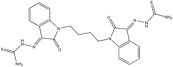 2-[1-(4-{3-[2-(aminocarbothioyl)hydrazono]-2-oxo-2,3-dihydro-1H-indol-1-yl} butyl)-2-oxo-2,3-dihydro-1H-indol-3-yliden]hydrazine-1-carbothioamide Struktur