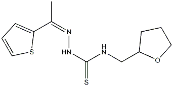 N1-tetrahydrofuran-2-ylmethyl-2-[1-(2-thienyl)ethylidene]hydrazine-1-carbothioamide Struktur