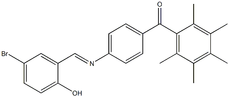 {4-[(5-bromo-2-hydroxybenzylidene)amino]phenyl}(2,3,4,5,6-pentamethylphenyl)methanone Struktur