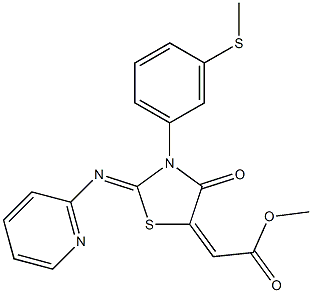 methyl 2-[3-[3-(methylthio)phenyl]-4-oxo-2-(2-pyridylimino)-1,3-thiazolan-5-yliden]acetate Struktur