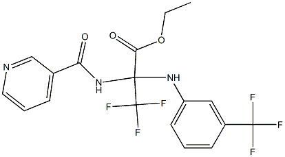 ethyl 3,3,3-trifluoro-2-[(3-pyridylcarbonyl)amino]-2-[3-(trifluoromethyl)anilino]propanoate Struktur