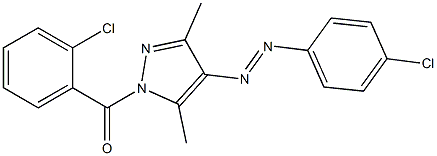 (2-chlorophenyl){4-[2-(4-chlorophenyl)diaz-1-enyl]-3,5-dimethyl-1H-pyrazol-1-yl}methanone Struktur