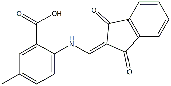 2-{[(1,3-dioxo-1,3-dihydro-2H-inden-2-yliden)methyl]amino}-5-methylbenzenecarboxylic acid Struktur