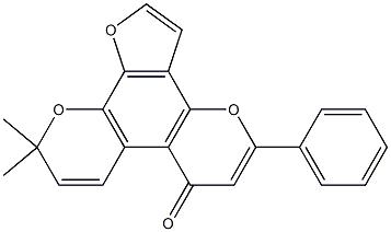 10,10-dimethyl-5-phenyl-7,10-dihydrofuro[2,3-h]pyrano[3,2-f]chromen-7-one Struktur