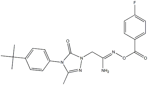 2-{4-[4-(tert-butyl)phenyl]-3-methyl-5-oxo-4,5-dihydro-1H-1,2,4-triazol-1-yl}-N'-[(4-fluorobenzoyl)oxy]ethanimidamide Struktur