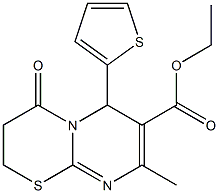 ethyl 8-methyl-4-oxo-6-(2-thienyl)-3,4-dihydro-2H,6H-pyrimido[2,1-b][1,3]thiazine-7-carboxylate Struktur