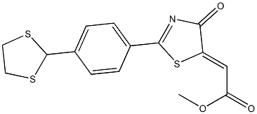 methyl 2-{2-[4-(1,3-dithiolan-2-yl)phenyl]-4-oxo-4,5-dihydro-1,3-thiazol-5- yliden}acetate Struktur