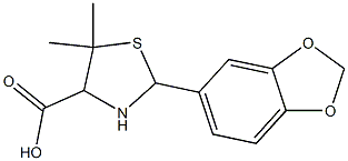 2-(1,3-benzodioxol-5-yl)-5,5-dimethyl-1,3-thiazolane-4-carboxylic acid Struktur