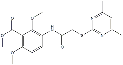 methyl 3-({2-[(4,6-dimethylpyrimidin-2-yl)thio]acetyl}amino)-2,6-dimethoxybenzoate Struktur