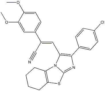 (Z)-3-[2-(4-chlorophenyl)-5,6,7,8-tetrahydroimidazo[2,1-b][1,3]benzothiazol-3-yl]-2-(3,4-dimethoxyphenyl)-2-propenenitrile Struktur