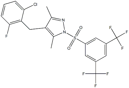 4-(2-chloro-6-fluorobenzyl)-1-{[3,5-di(trifluoromethyl)phenyl]sulfonyl}-3,5-dimethyl-1H-pyrazole Struktur