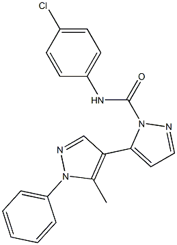 1-(4-Chlorophenylcarbamoyl)-5-(1-phenyl-5-methylpyrazol-4-yl)pyrazole Struktur