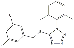 5-[(3,5-difluorobenzyl)thio]-1-(2,6-dimethylphenyl)-1H-1,2,3,4-tetraazole Struktur