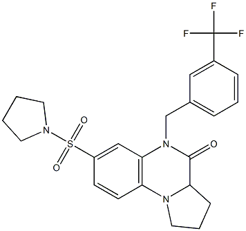 7-(1-pyrrolidinylsulfonyl)-5-[3-(trifluoromethyl)benzyl]-1,2,3,3a-tetrahydropyrrolo[1,2-a]quinoxalin-4(5H)-one Struktur