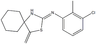 N1-(4-methylidene-3-thia-1-azaspiro[4.5]dec-2-yliden)-3-chloro-2-methylaniline Struktur