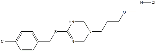 6-[(4-chlorobenzyl)thio]-3-(3-methoxypropyl)-1,2,3,4-tetrahydro-1,3,5-triazine hydrochloride Struktur