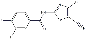 N-(4-chloro-5-cyano-1,3-thiazol-2-yl)-3,4-difluorobenzenecarboxamide Struktur