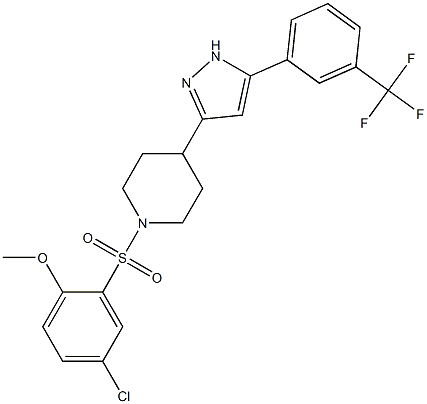 4-chloro-2-[(4-{5-[3-(trifluoromethyl)phenyl]-1H-pyrazol-3-yl}piperidino)sulfonyl]phenyl methyl ether Struktur