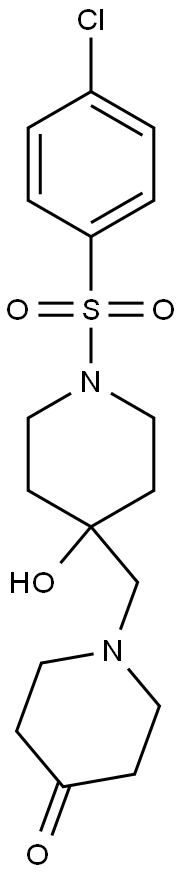 1-({1-[(4-chlorophenyl)sulfonyl]-4-hydroxy-4-piperidinyl}methyl)tetrahydro-4(1H)-pyridinone Struktur