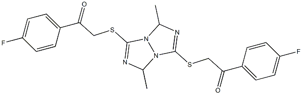 1-(4-fluorophenyl)-2-[(6-{[2-(4-fluorophenyl)-2-oxoethyl]thio}-1,4-dimethyl-1H,4H-2,3a,5,6a-tetraazapentalen-3-yl)thio]ethan-1-one Struktur