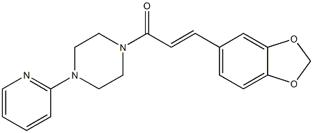 (E)-3-(1,3-benzodioxol-5-yl)-1-[4-(2-pyridinyl)piperazino]-2-propen-1-one Struktur