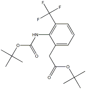 tert-butyl 2-(2-(tert-butoxycarbonylamino)-3-(trifluoromethyl)phenyl)acetate Struktur